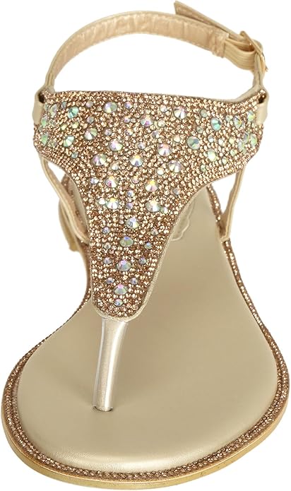 SheSole Women's Silver Thong Sandals Dressy Summer Bling Rhinestone Flat Wedding Shoes