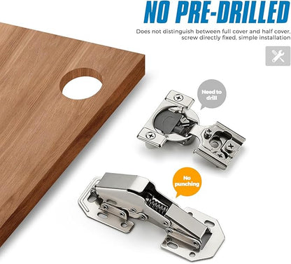 Ravinte 2 Pack Hidden Hinges Soft Close Surface Mount Kitchen Cabinet Hinges, No Pre-drilled for Kitchen Cupboard