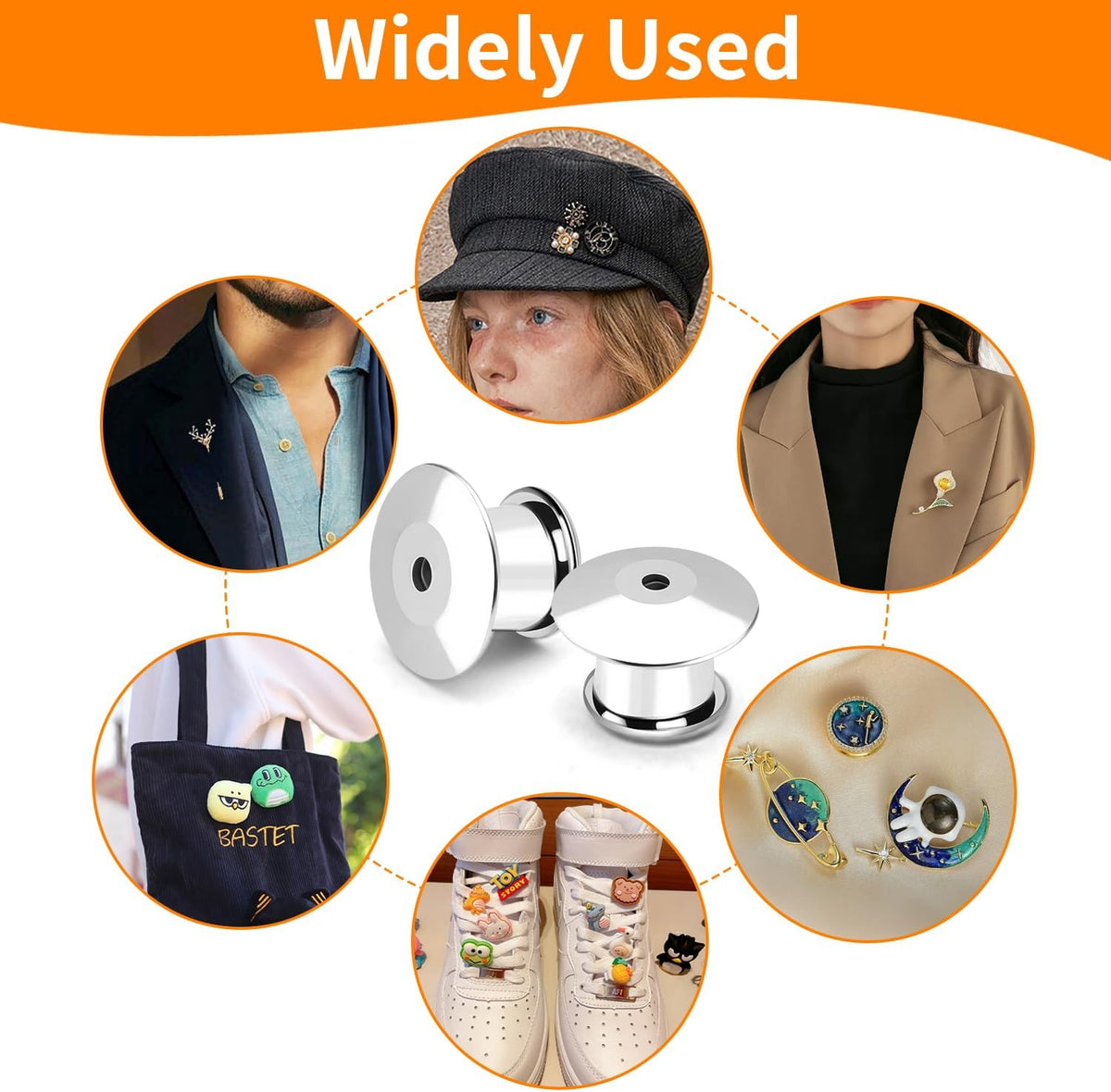 Ceryvop 20PCS Locking Pin Backs, Metal Pin Keepers and Clasp, Pin Backing for Brooch, Enamel, and Lapel Pins