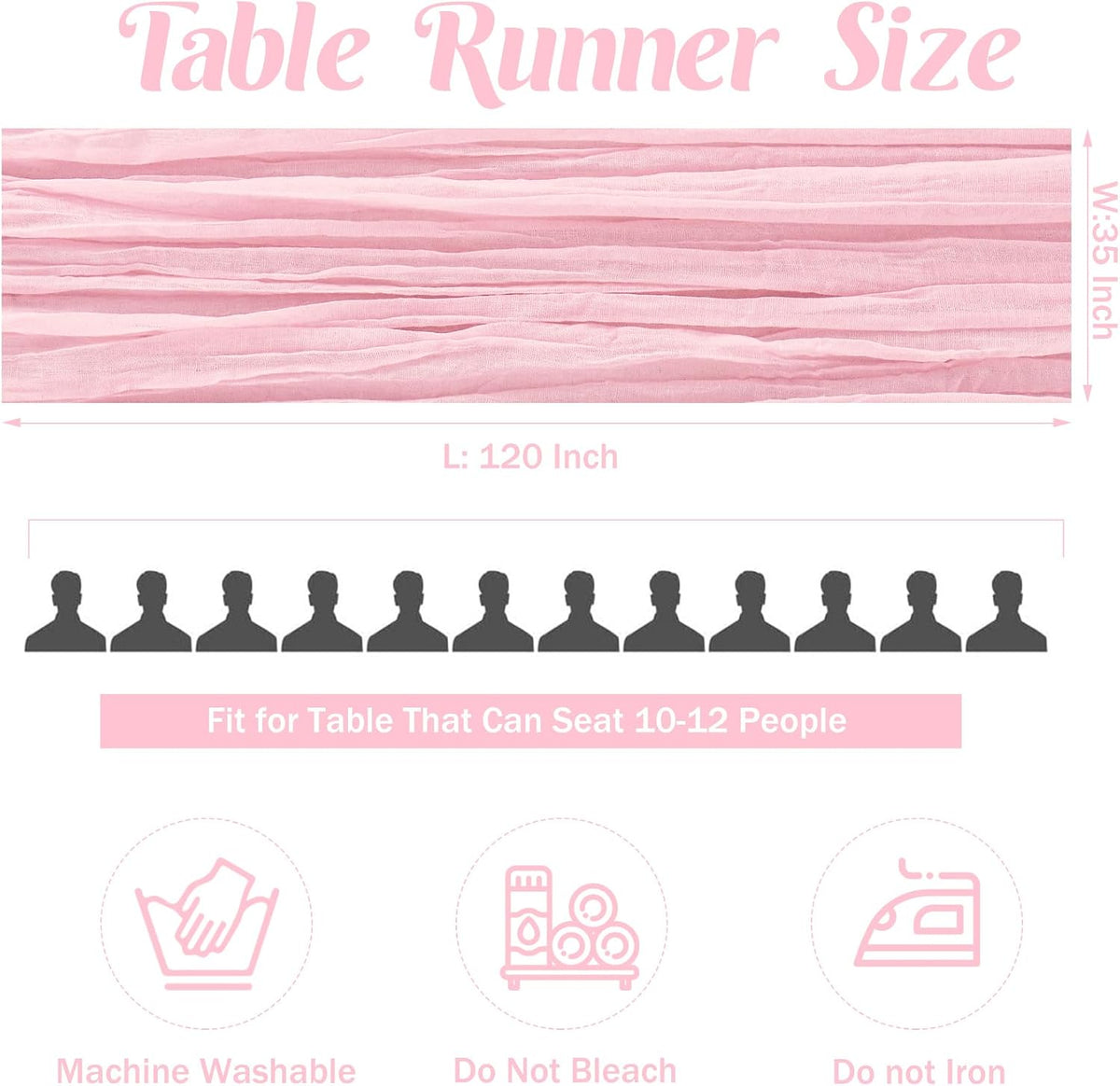 2 Pieces Pink Cheesecloth Table Runner Boho Gauze Fabric Table Runner Rustic Sheer Runner for Wedding Birthday Baby Shower Party Boho Table Decoration?Pink?