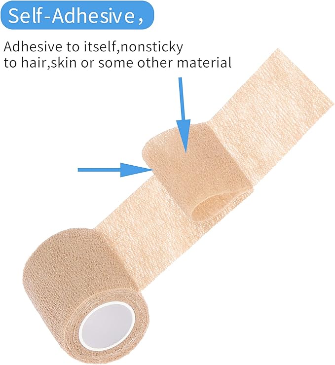 Self Adhesive Bandage Wrap – 6Pcs Medical Tape Vet Wrap Rolls – 5 Yards Non-Woven Cohesive Bandage – Highly Breathable First Aid Medical Tape – Ideal for Strains, Compression