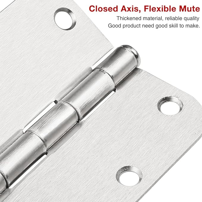 Interior Door Hinges Brushed Nickel 3 Pack Rounded Bedroom Door Hinge Satin Nickel 3.5 x 3.5 inch,58 Radius 3 12"x 3 12" Silver 3 12 Inch Door Hinges for RV Trailer Residential Hinges for Wood,Doors