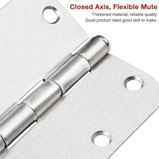Interior Door Hinges Brushed Nickel 3 Pack Rounded Bedroom Door Hinge Satin Nickel 3.5 x 3.5 inch,58 Radius 3 12"x 3 12" Silver 3 12 Inch Door Hinges for RV Trailer Residential Hinges for Wood,Doors