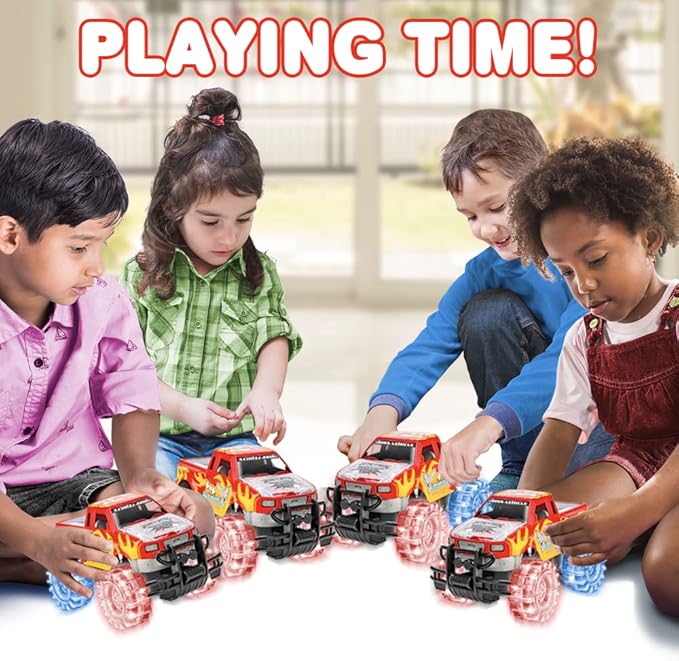 ArtCreativity Light Up Red Monster Truck, 1 Piece, 8 Inch Monster Truck Toy with Flashing LED Tires  Batteries, Push n Go Car Toys for Kids, Fun Gift for Boys  Girls Ages 3  Up...