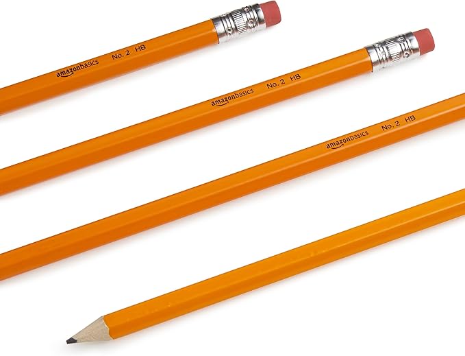 Basics Wood-Cased 2 Pencils, Pre-sharpened, HB Lead Bulk Box, 150 Count, Yellow