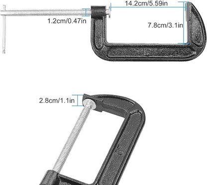Abuff 4 Piece 6 Inch C-Clamp Set - Industrial Strength, Heavy Duty Iron C Clamps for Woodworking, Welding, and Building