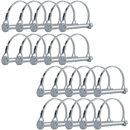 AuInn Pack of 20 Wire Lock Pins, 516 Inch Shaft Locking Pin Heavy Duty Safety Coupler Pin Hitch Pin with Round Arch Wire Retainer for Trailers Lawn Garden-L8