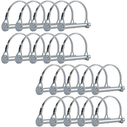 AuInn Pack of 20 Wire Lock Pins, 516 Inch Shaft Locking Pin Heavy Duty Safety Coupler Pin Hitch Pin with Round Arch Wire Retainer for Trailers Lawn Garden-L8