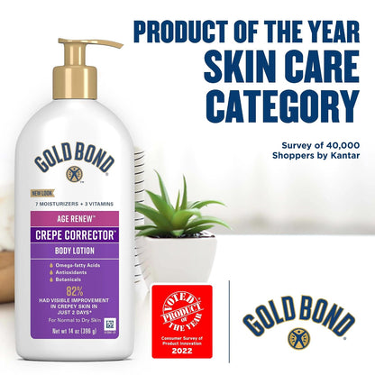 Gold Bond Age Renew Crepe Corrector Body Lotion, Replenishing & Smoothing Formula, Gold Bond Crepe Corrector Body Lotion, 14 oz
