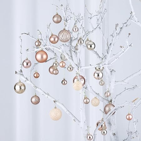 LANGXUN 36pcs Champagne Gold Christmas Tree Decorations Balls, Bolas De Navidad, 2024 Christmas Decor, Indoor Outdoor Shatterproof Christmas Ornaments, Xmars Party Wedding Suppiles