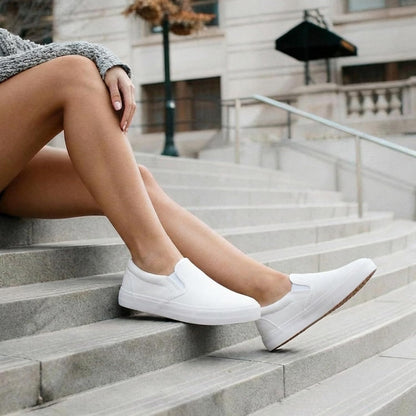 Emma Shoes Low-Top Slip Ons Women's Fashion Sneakers Casual Canvas Sneakers for Women Comfortable Flats Breathable Padded Insole Slip on Sneakers Women Low Slip on Shoes.