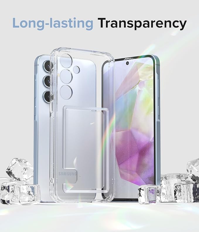 Ringke Fusion Card [Built-in Cardholder] Compatible with Samsung Galaxy A35 Case 5G, Hold Up to 1 Card, Transparent Wallet Phone Cover for Women, Men - Clear