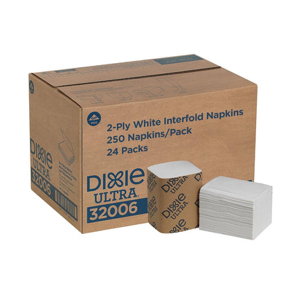 Dixie Ultra® Interfold 2-Ply Napkin Dispenser Refills by Georgia-Pacific, White, 250 Napkins Per Pack, 24 Packs Per Case, 32006