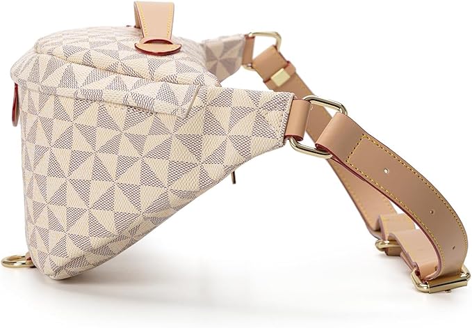 Xehuro Belt Bag for Women Fanny Pack Chest Bag Daypack Bum Bag Checkered Bag Multi Color (Beige-1)
