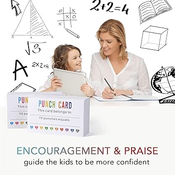 ONEDONE Punch Cards 200 Pack Reward Punch Cards with Heart Shape Hold Puncher Behavior Incentive Awards for Kids Students Teachers Home Classroom School Business Loyalty Cards - 3.5" x 2"