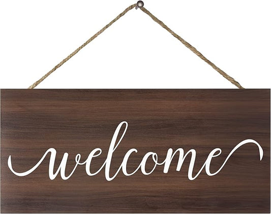 Welcome Wood Sign 6x13 Inch Rustic Wall Dcor, Entryway, Porch, Front Door Welcome Sign, Farmhouse Style Home Dcor, Made in USA