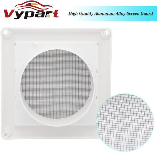 4" Louvered Dryer Vent Cover by Vypart - Exterior Wall Air Vent Cap Replacement with Fabric Fine Screen, Soffit Vent Cover OutdoorOutside with 4 Screws,Easy Install