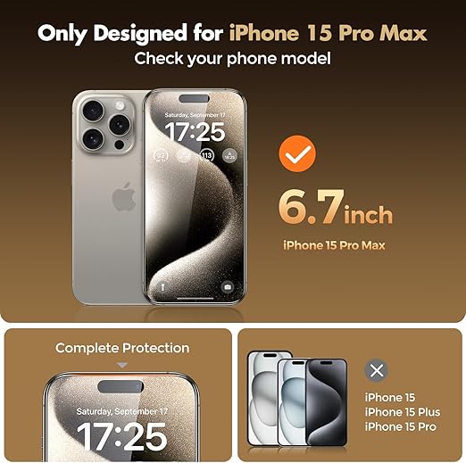 UNBREAKcable Privacy Screen Protector for iPhone 15 Pro Max, Shatterproof Tempered Glass [True 28°Anti Spy] [9H Hardness] [Easy Installation Frame] Private Protector for iPhone 15 Pro Max 6.7"-2 Pack