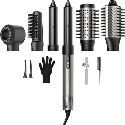 7MAGIC Hair Dryer Brush  6 in 1 Hair Styler, Silver, 110 Volts, 1200 Watts, Ionic Technology, Fast Drying, Multi Styler for Straight, Wavy, Curly, and Coily Hair