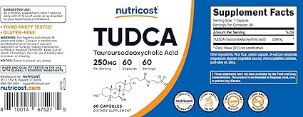Nutricost Tudca 250mg, 60 Capsules (Tauroursodeoxycholic Acid) - Premium Quality
