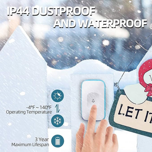 Wireless Doorbells for Home Hearing Impaired Doorbell 2 Buttons  3 Receivers Flashing Light Wireless Doorbell for Office Classroom Bedroom 1200Ft 36 Ringtones 4 Volume JSIEEM(White)