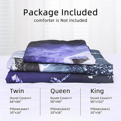 WONGS BEDDING Soccer Duvet Cover Set Twin Sports Blue Flame 3D Printed Soccer Comforter Cover Set with 1 Pillowcase for Kids Boys Soft Microfiber Twin Size 68"x 86"(Not Comforter)