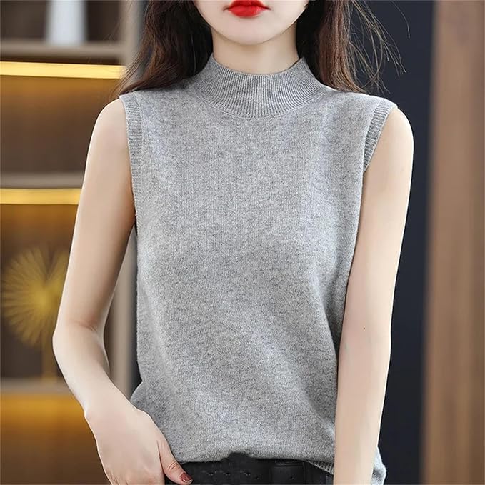Women Knitted Cashmere vest Women Basic Solid Tank Tops Casual O-neck Slim Sweater Vest