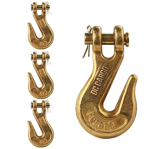 DC Cargo G70 3/8 Chain Hook (Pack of 4) – Heavy Duty Clevis Grab Hook for 3/8 Inch Grade 70 Chain - for Trailer Truck Transport - 6,600 lbs