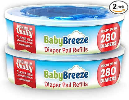 Diaper Pail Refill Bags Compatible with Playtex Diaper Genie Diaper Disposal System - 560 Count (2 Pack)  by BabyBreeze