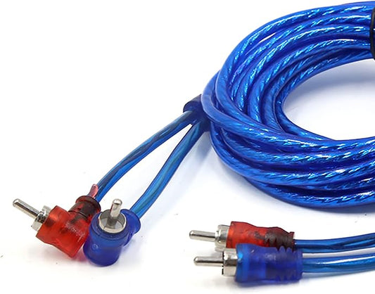 uxcell Blue 14.7 Ft Length Double Shielded RCA Stereo Audio Interconnect Cable Wire for Car