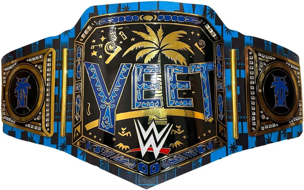 New Jey Uso Yeet Championship Title Belt – Undisputed Championship Replica Belt 2MM - Easy Wear Adjustable 4MM Leather Strap - Adult Size
