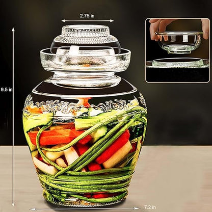 Vencer 2.5 Liter Traditional Glass Fermenting Jar With Lid and Pressure stone,Glass Fermentation Tank for Pickling Kimchi Sauerkraut,VHF-007