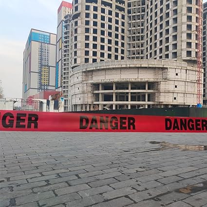 Red Tape Danger Do Not Enter 3 inch X 1000 feet Red with a Bold Black Print for High Visibility Caution Barrier Tape Roll Non-Adhesive for Danger Construction Crime Scene