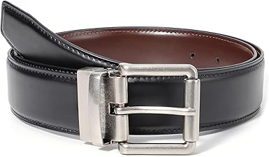 KASBAH Men's Reversible Leather Belt Work Casual Belt Two-in-One Belt With Rotated Buckle Double Sided Men Dress Belt