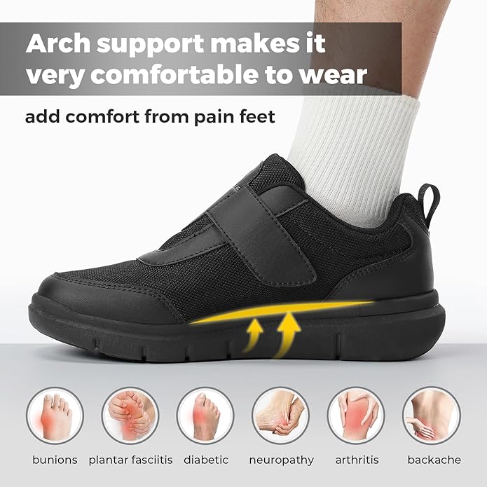 FitVille Diabetic Shoes for Men Extra Wide Width, Swollen Feet Shoes for Neuropathy Walking Shoes for Diabetics Pain Relief
