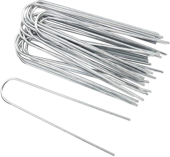 Happyyami Set of 20 Garden Stakes U-Shape for Easy Ground Insertion for Fencing Tents Tarps Random Style
