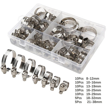 Adjustable Stainless Steel Hose Clamps Set - 40/60Pcs Worm Gear Screw Clamps Assortment (8-38mm) For Pipe Tubing Connection