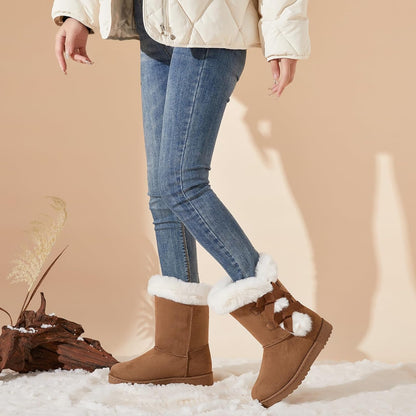 womens winter boots Mid-calf snow booties warm fur linning comfortable furry boots for womens