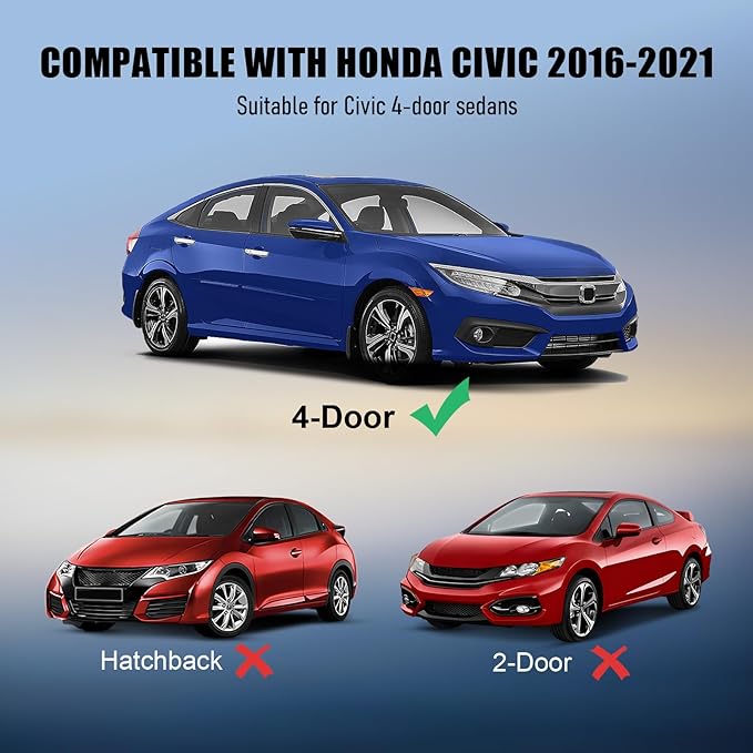 Car Window Weather Stripping Molding Trim Belt,Compatible with Honda Civic 2016-2021 4-Door Sedan, Replace72450-TEA-T01 72410-TEA-T01 72950-TEA-T01 72910-TEA-T01