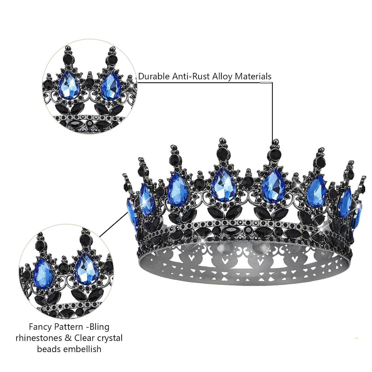 YOUlDIANZI Queen Crown Rhinestone Wedding Crowns and Tiaras for Women Costume Party Hair Accessories Princess Birthday Crown Crystal Bridal Crowns