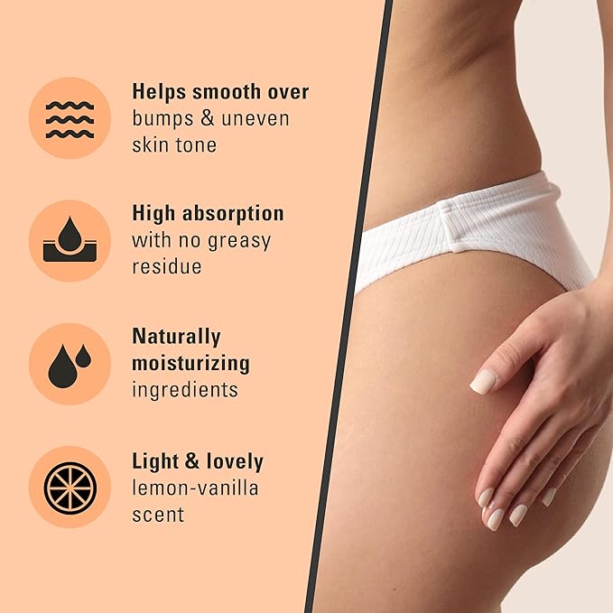 Bum Bum Cream with Lemon Vanilla Scent 2-in-1 Skin Care Cellulite Cream and Massage Lotion - Non-Greasy Skin Tightening Cream for Firm Butt, Belly & Thighs with Cupua?ßu Collagen and Caffeine - 8 Fl Oz