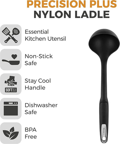 T832181 Precision  Nylon Ladle with Hanging Loop, Softtex Handles, Black