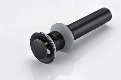 Pop Up Drain Stopper Black with Overflow, Bathroom Sink Drain Matte Black Finish, SUMERAIN