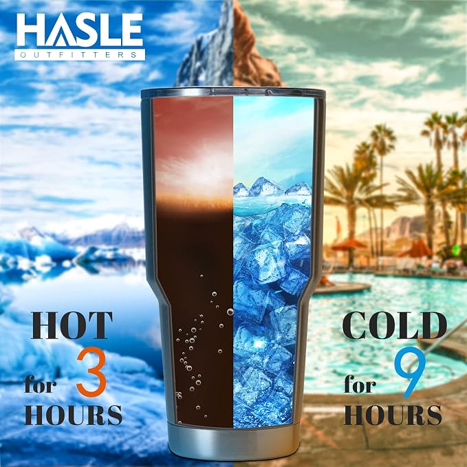 HASLE OUTFITTERS 30oz Stainless Steel Tumbler, Double Wall Vacuum Insulated Travel Mug Tumbler, Durable Insulated Coffee Mug, Gift Box Set (Navy, 1)
