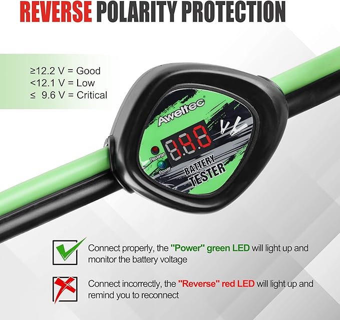 Jumper Cables 4 Gauge 20 Feet with Smart Safety Protector - Heavy Duty Battery Booster Cable with Reverse Polarity Protection, Carry Bag, Safety Gloves and Iron Brush Included(4AWG x 20FT)