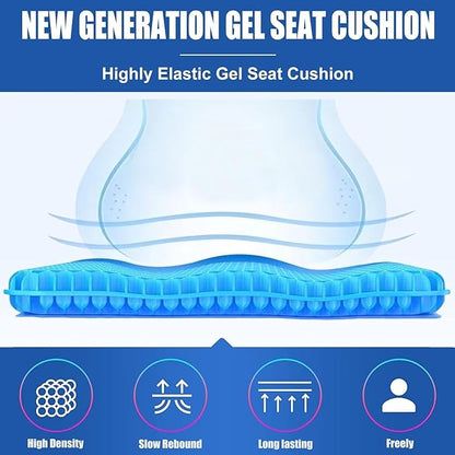 Gel Seat Cushion for Long Sitting Pressure Relief (Super Large  Thick) - Non-Slip Gel Chair Cushion for Back,Sciatica,Tailbone Pain Relief - Seat Cushion for Office Desk Chair,Car Seat,Wheelchair