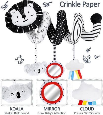 High Contrast Baby Toys for Newborn, Black and White Baby Sensory Toys with Car Seat Toys,Infant Toys with Black White Cards Book, Montessori Toys for Baby Gifts(Missing baby's vision & brain development )