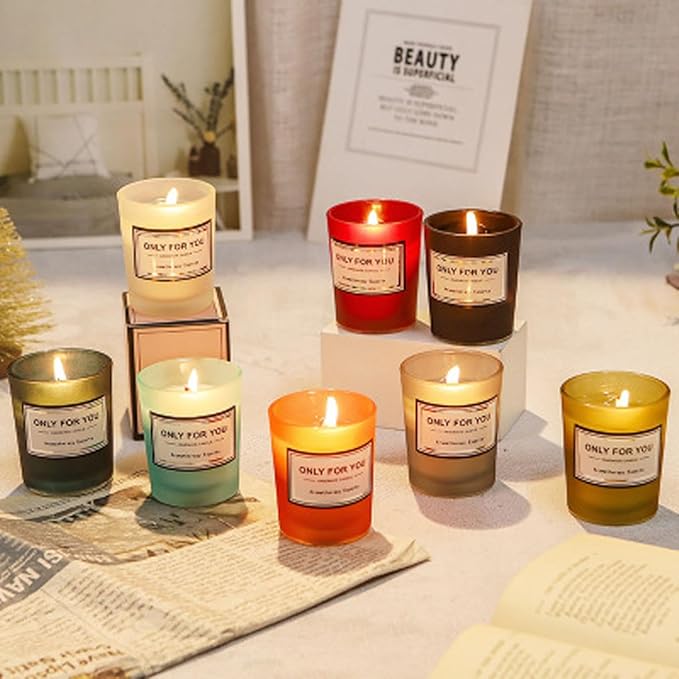 Candles for Home Scented, Highly Scented Natural Soy Candles for Home, Stress Relief Aromatherapy Candles Relax Your Mind, Gift for Women, Partner, Home Decor Organic Lavender Wax Candle (Glass White)