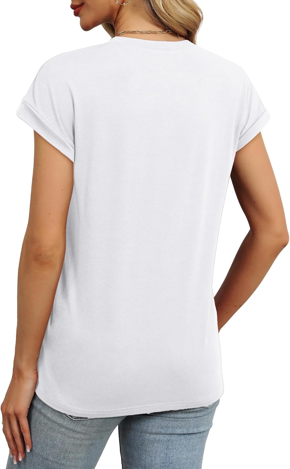 WEESO Womens Summer Tops Trendy 2026 Cap Sleeve T Shirts Crew Neck Pleated Front Beach Vacation Clothes Fashion.