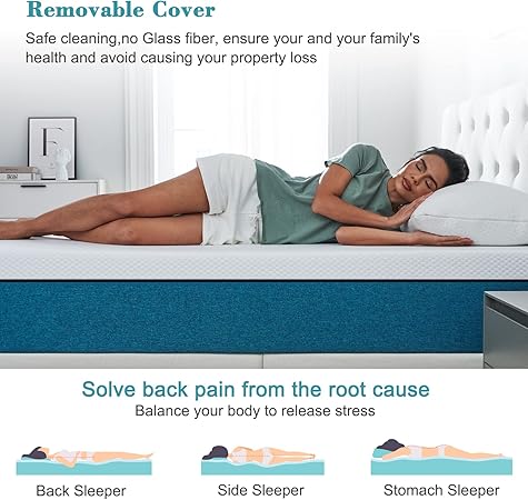 IYEE NATURE Queen Mattress, 10 inch Queen Gel Memory Foam Mattress in a Box, with CertiPUR-US Beds Mattresses Medium Firm Queen Foam Mattress for Sleep Mattress Queen Size 60  80  10 inch